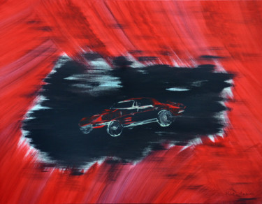Peinture intitulée ".L'auto en dérision" par Adelia Martins, Œuvre d'art originale, Huile