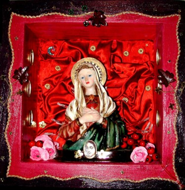 Collages getiteld "VIRGEN MARIA" door Adelina Reyes, Origineel Kunstwerk, Collages