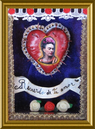 Collages intitulée "Frida recuerdo" par Adelina Reyes, Œuvre d'art originale, Collages