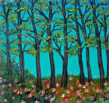 Painting titled "El bosque" by Adelina Reyes, Original Artwork, Acrylic