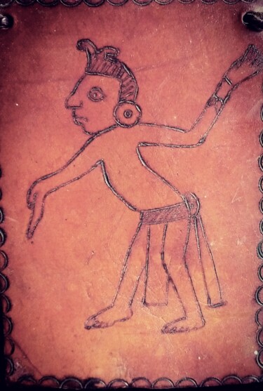 Drawing titled "Figura azteca" by Adelina Reyes, Original Artwork, Table art