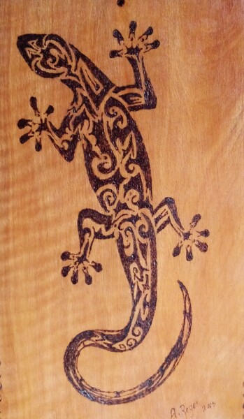 Dibujo titulada "La lagartija 2" por Adelina Reyes, Obra de arte original, Arte de mesa