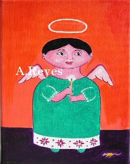 Pintura titulada "Angelito 3" por Adelina Reyes, Obra de arte original