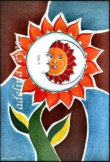 Painting titled "Flor-sol" by Adelina Reyes, Original Artwork
