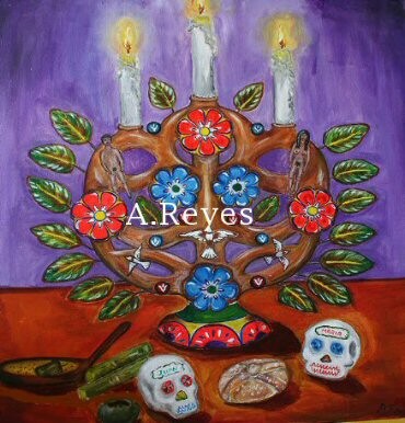 Pintura titulada "Árbol de la vida co…" por Adelina Reyes, Obra de arte original