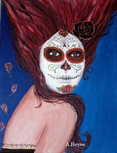 Painting titled "Catrina" by Adelina Reyes, Original Artwork, Acrylic