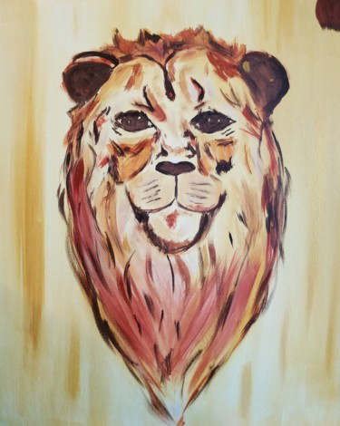 Pintura intitulada "Lion" por Adeline Guyon, Obras de arte originais, Acrílico