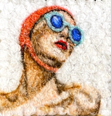 绘画 标题为“Swimming” 由Adeline Dutel, 原创艺术品, 纸 安装在木质担架架上