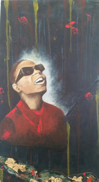 Painting titled "Stevie Wonder" by Adelinercx, Original Artwork, Oil