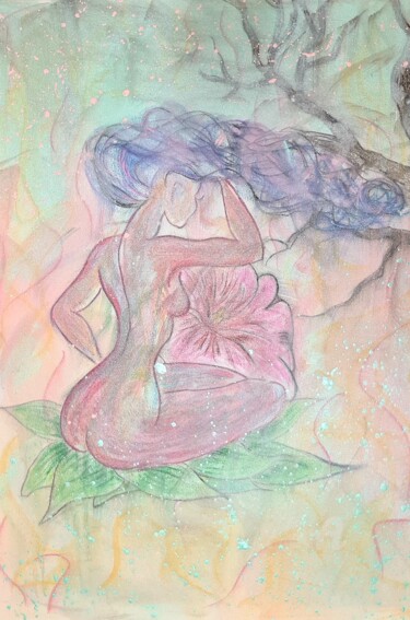 Pintura titulada "Fleur" por Adeline Wagner, Obra de arte original, Tiza