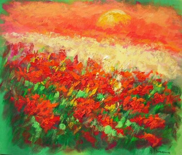 Pittura intitolato "Rosso nella sera" da Adelio Bonacina, Opera d'arte originale