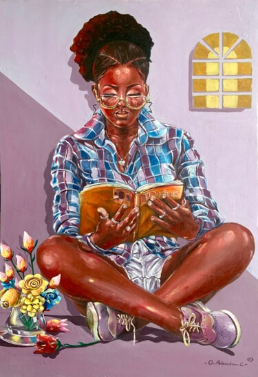 Картина под названием "In her Bouquet 💐" - Ademidun Ogundele, Подлинное произведение искусства, Акрил