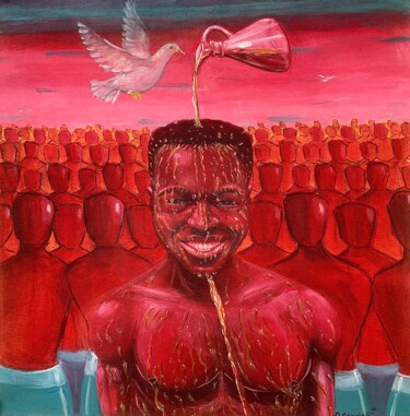 Pintura intitulada "Multitude in the Ar…" por Ademidun Ogundele, Obras de arte originais, Acrílico