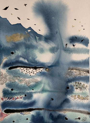 Pittura intitolato "Splash" da Aline Demarais, Opera d'arte originale, Acquarello