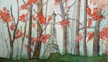 Painting titled "Quand la Nature et…" by Aline Demarais, Original Artwork, Watercolor