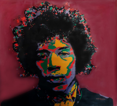 Peinture intitulée "Hendrix" par Ademoreira, Œuvre d'art originale, Acrylique