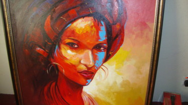 Painting titled "Mata the fulani girl" by Aderemai, Original Artwork, Acrylic