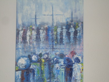 Painting titled "gathering of saints" by Aderemai, Original Artwork, Oil