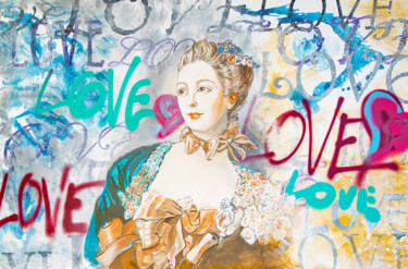 绘画 标题为“Madame de Pompadour” 由Aderita Silva, 原创艺术品, 丙烯 安装在木质担架架上
