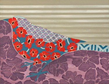 Peinture intitulée "Bird Kenzo" par Aderita Silva, Œuvre d'art originale, Acrylique Monté sur Châssis en bois
