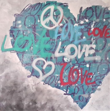 Painting titled "LOVE PEACE" by Aderita Silva, Original Artwork, Acrylic