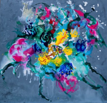 Картина под названием "Spring Flower" - Aderita Silva, Подлинное произведение искусства, Акрил Установлен на Деревянная рама…