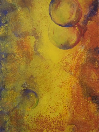 Malerei mit dem Titel "Ocre bulles" von Aderita Silva, Original-Kunstwerk, Acryl