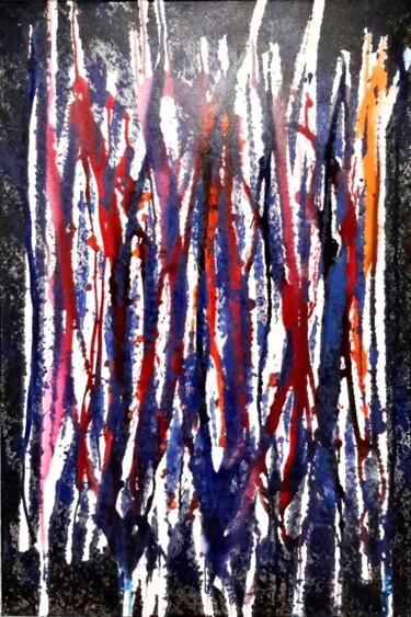 Painting titled "Entre ligne" by Aderita Silva, Original Artwork, Acrylic Mounted on Wood Stretcher frame