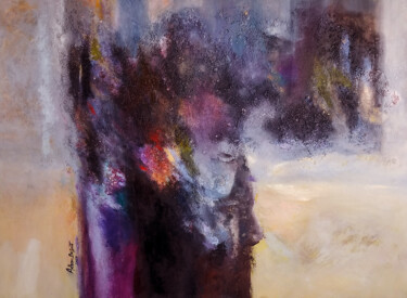 Painting titled "Le bruit du matin" by Adham Bozart, Original Artwork, Oil Mounted on Wood Panel