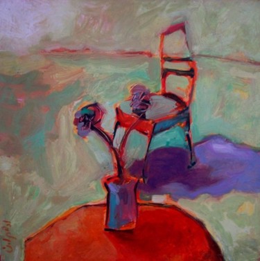 Painting titled "deux rose" by Adham Bozart, Original Artwork, Oil
