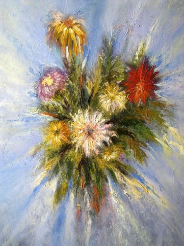 Peinture intitulée "Fleurs 1" par Adham Bozart, Œuvre d'art originale, Huile