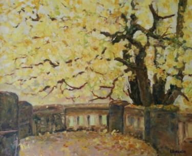 Painting titled "Autumn at Peles Cas…" by Adriana Gidea, Original Artwork, Oil