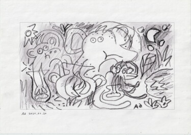Рисунок под названием "ловушка для обезьян" - Денис Акимов, Подлинное произведение искусства, Графит