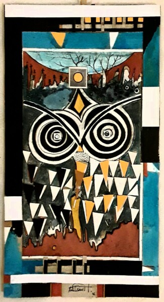 Pintura intitulada "Coruja" por Adilson Fernandes, Obras de arte originais, Acrílico