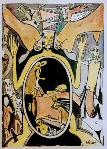 Peinture intitulée "Don Juan e As Suas…" par Adilson Fernandes, Œuvre d'art originale, Gouache