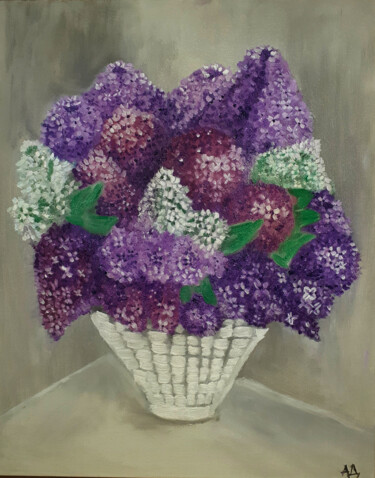 Painting titled "Lilacs" by Andjela Dimitrijevic, Original Artwork, Oil