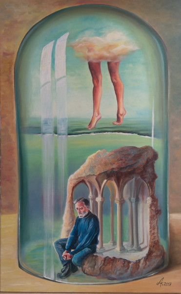 Peinture intitulée "Acquarium" par Adina Lupan, Œuvre d'art originale, Huile Monté sur Châssis en bois