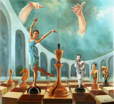 Pittura intitolato "A king in trouble" da Adina Lupan, Opera d'arte originale, Olio Montato su Telaio per barella in legno