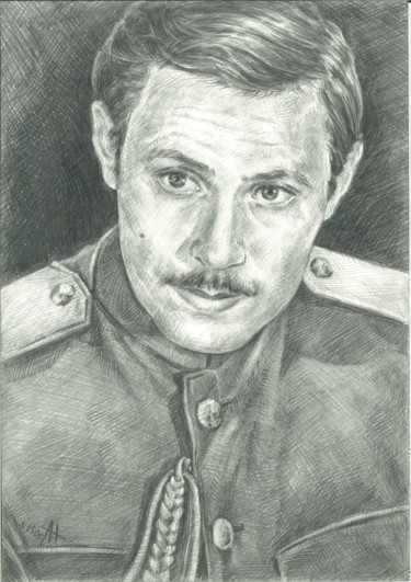 Drawing titled "Portrait of Yuri So…" by Nailya Adiyatova, Original Artwork, Pencil