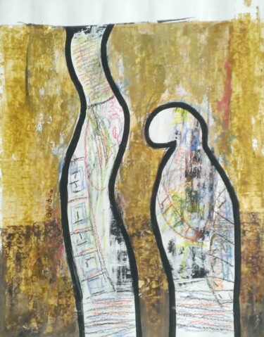 Peinture intitulée "Identité" par Adji.Brice, Œuvre d'art originale, Acrylique Monté sur Panneau de bois