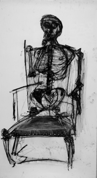 Dessin intitulée "Squelette 2" par Adk, Œuvre d'art originale, Fusain