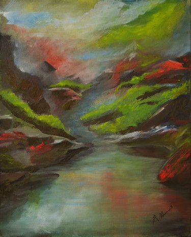 Картина под названием "Красная гора" - Валерий Мещеряков, Подлинное произведение искусства, Масло