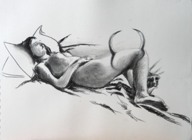 Dessin intitulée "corrida.jpg" par Sébastien Bocquet, Œuvre d'art originale, Fusain