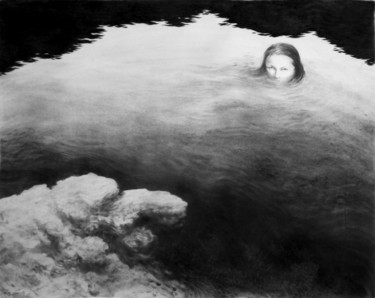 Drawing titled "Ondine" by Sébastien Bocquet, Original Artwork, Charcoal