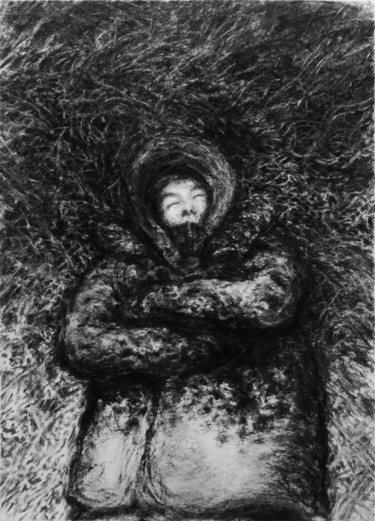 Dibujo titulada "l'herbe fraîche" por Sébastien Bocquet, Obra de arte original, Carbón