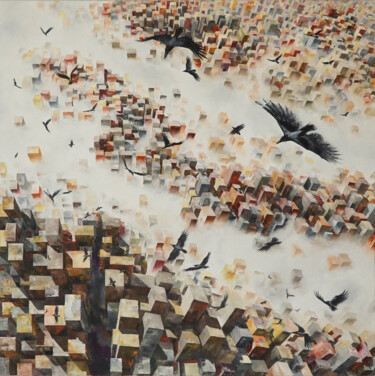 Pittura intitolato "No Horizon" da Adnan Avni, Opera d'arte originale, Olio