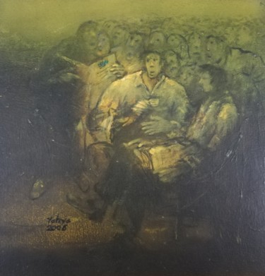 Painting titled "Urgent news" by Adnan Yahya, Original Artwork, Oil