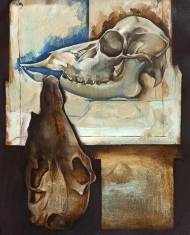 Painting titled "No title" by Nandi Veseli, Original Artwork, Oil Mounted on Wood Stretcher frame