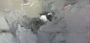 Ζωγραφική με τίτλο "The dog" από Nandi Veseli, Αυθεντικά έργα τέχνης, Λάδι Τοποθετήθηκε στο Ξύλινο φορείο σκελετό