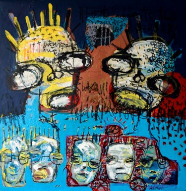 Pintura titulada "Les consolateurs" por Adokou Sana Kokouvi, Obra de arte original, Acrílico Montado en Bastidor de camilla…